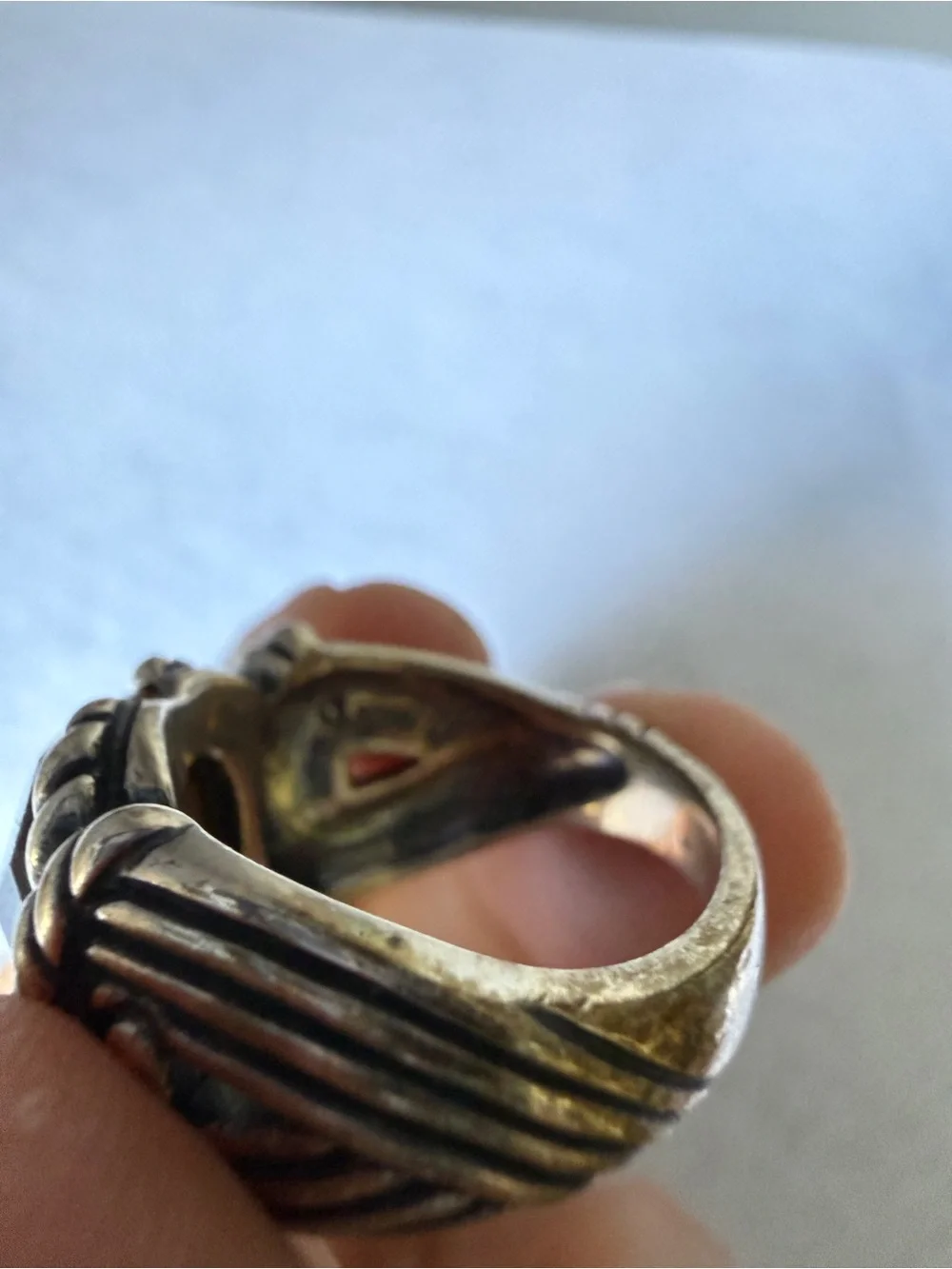 Carolyn Pollack Faceted Tiger's Eye Ring - Brown and Silver Size 7